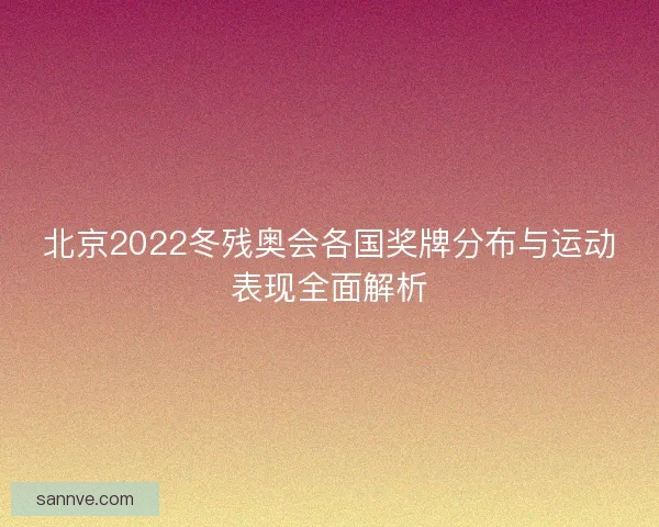 北京2022冬残奥会各国奖牌分布与运动表现全面解析