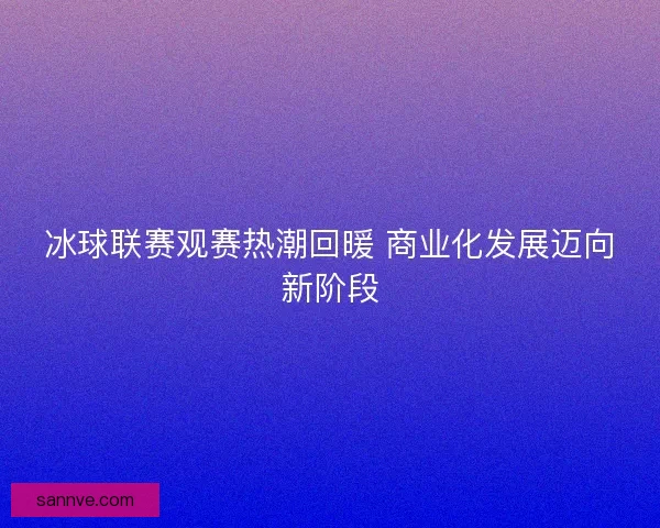 冰球联赛观赛热潮回暖 商业化发展迈向新阶段